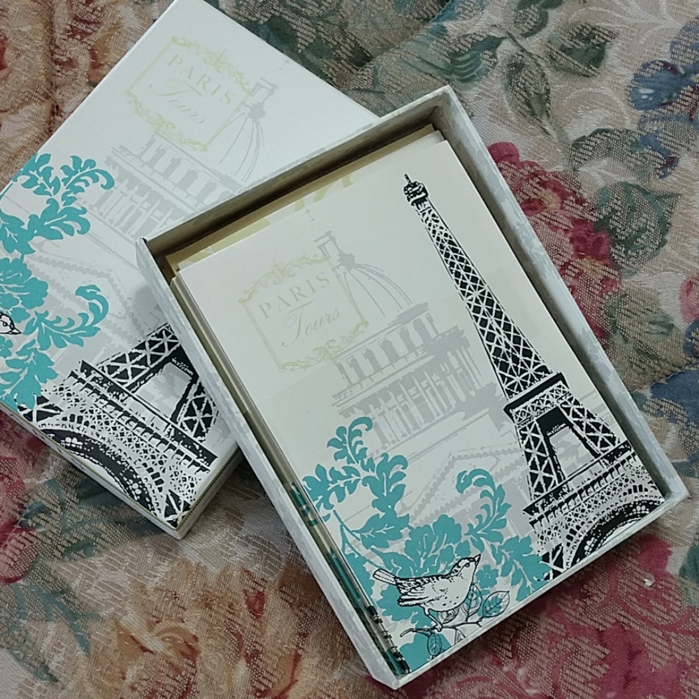 NEW Paris Card Set Eiffel Tower Boxed 20 Deluxe 5x7 Heavy Gauge Stationary w/Env